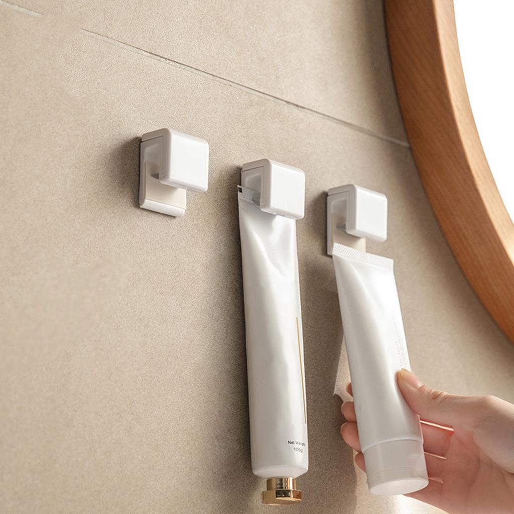 Wall Mounted Toothpaste Holder No Drilling Bathroom Organizer Hanging Shower Shelf for Toothbrush Face Wash Storage