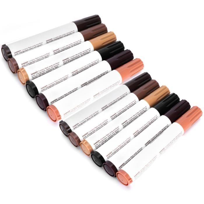 ZJCHAO Marqueurs de réparation de meubles en bois massif 12pcs Marqueurs de Réparation de Plancher Stylo Retouche 6 Couleurs de