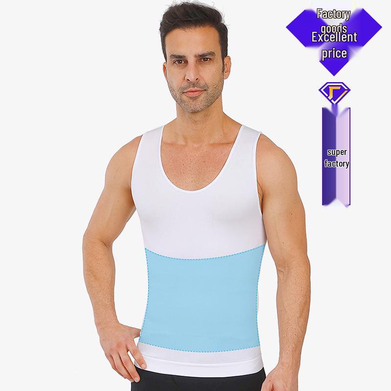 Мужской бесшовный корректирующий жилет с контролем живота и поддержкой груди BX08 XL белый