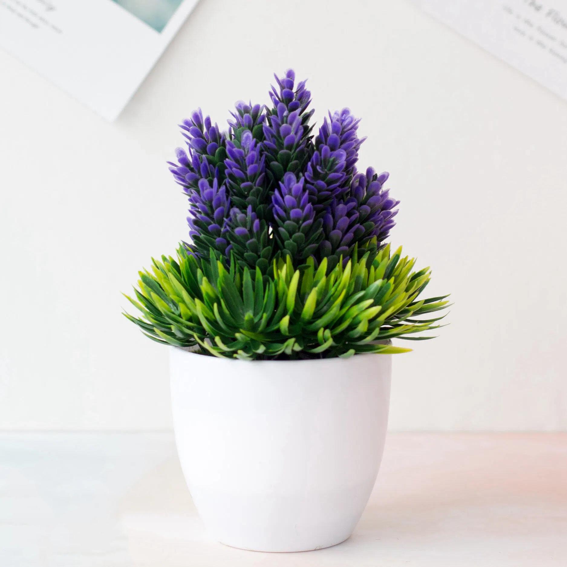 

Artificial Plants Potted Bonsai Green Small Tree Plants Fake Flowers Potted Ornaments for Home Garden Party Hotel Office Decor 1PC with pot фіолетовий