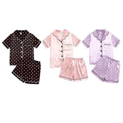 Set de pijamale pentru copii Cămașă cu mânecă scurtă și pantaloni scurți Set din două piese Îmbrăcăminte de noapte pentru copii cu imprimeu inimă