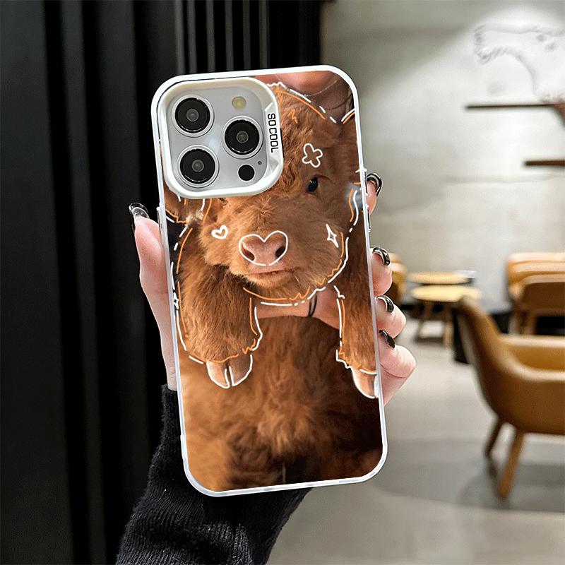 Cute Highland Cow Shockproof Phone Case for iPhone 17 Air 16 16E 15 Pro Max 14 Plus 13 Mini 12 Back Cover Anti Fall Fundas