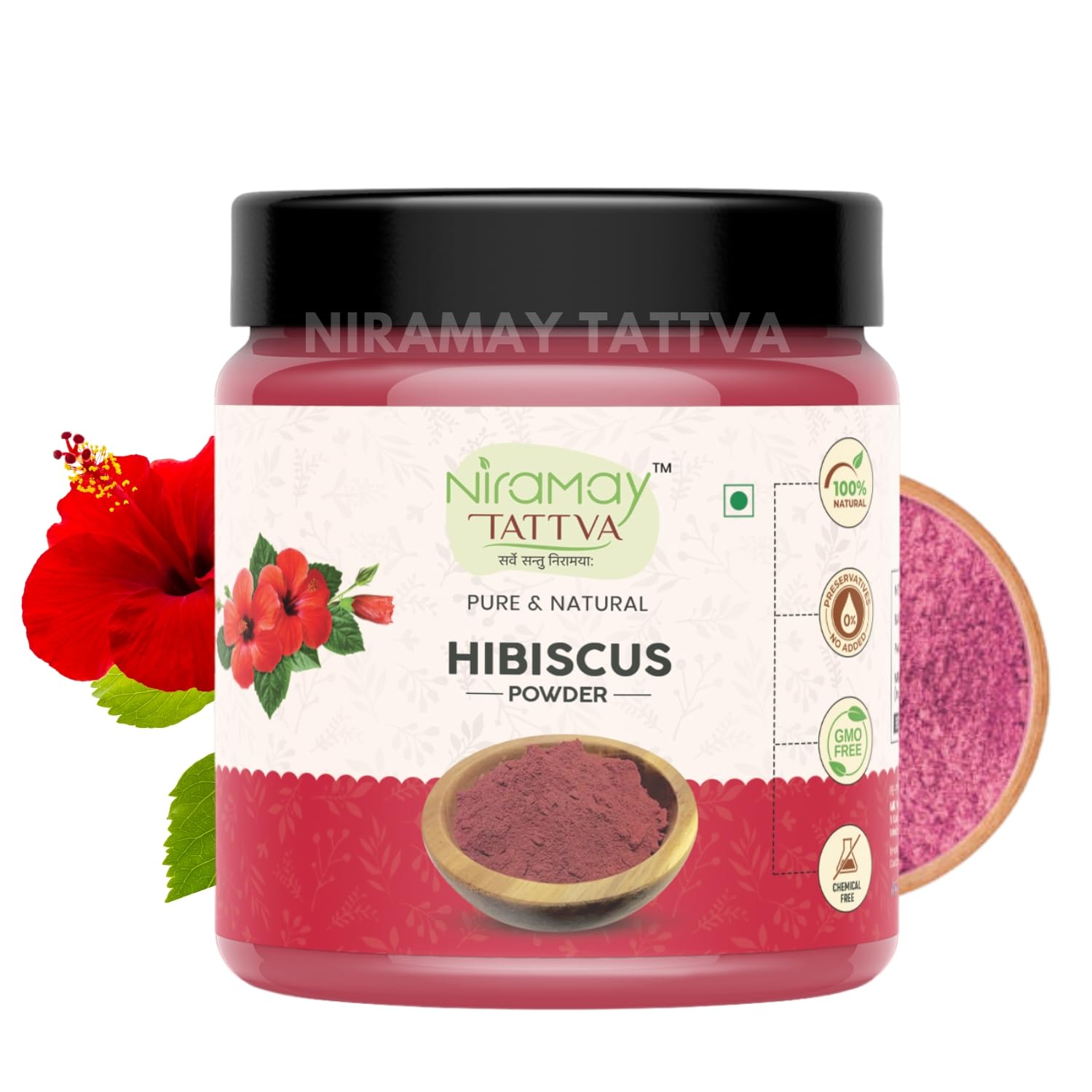 Niramay Tattva Hibiscus Flower Powder, 200g For Hair Pack, Hair Oil, Face Pack & Hibiscus Tea