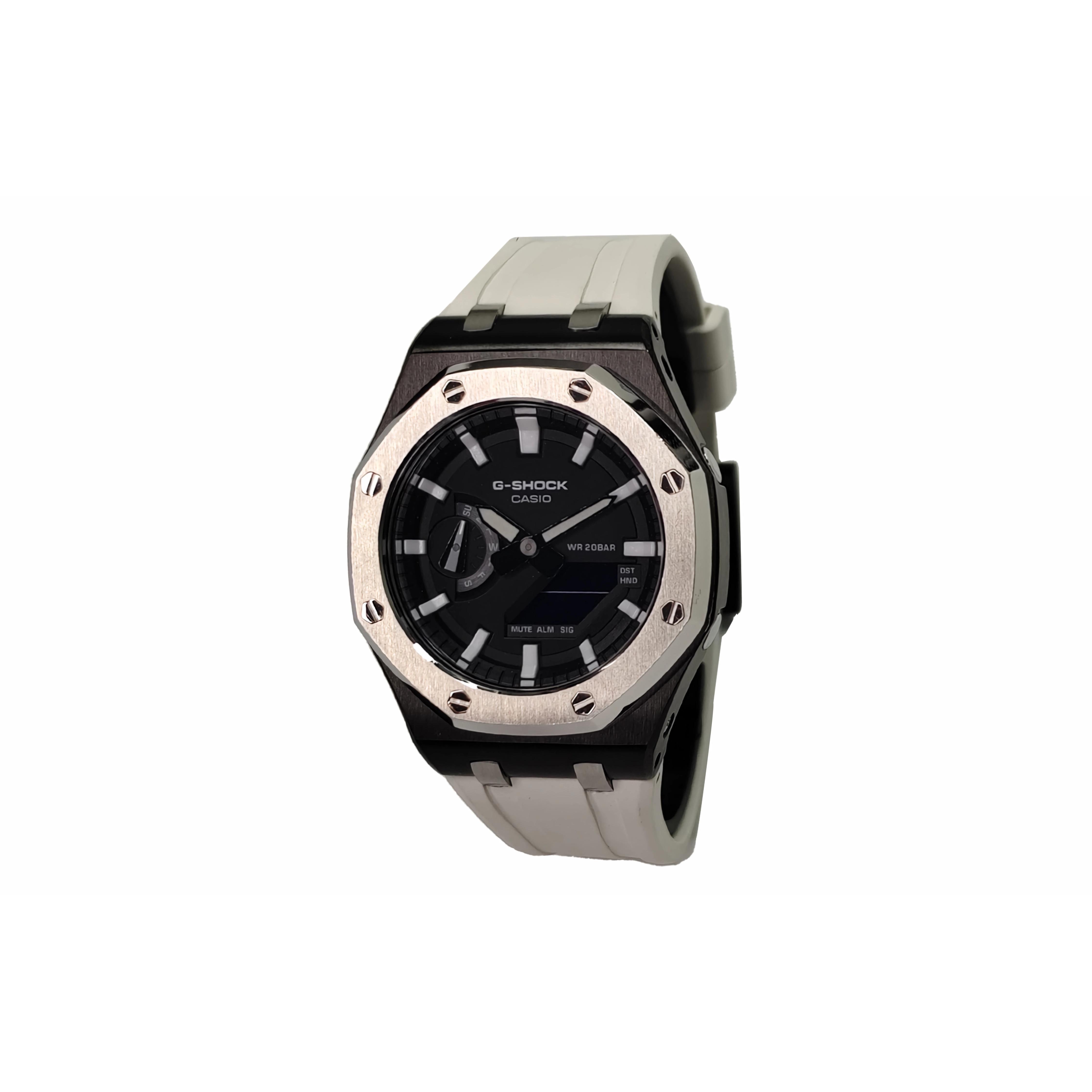 CASIO Custom Collection Electronic Movement Fluoroelastomer Strap Watch Men s Watches Black Dial GA-2100SKE-7A(Watch3--)