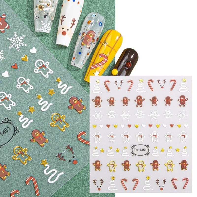 6 Sheets Snowflake Nails Art Stickers Tree Nail Decals Christmas Nail Stickers Nails Art Decorations Manicures Stickers