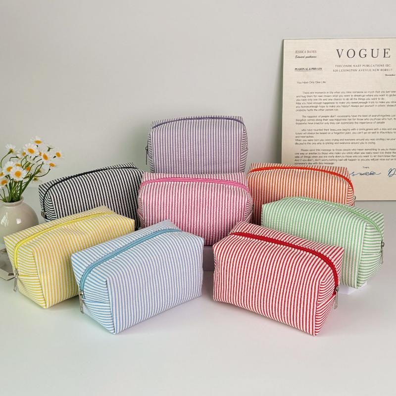 Fashion Women Stripfashion Women Sed Cosmetic Bags Striped Storage Make Up Bags For Women Lady With Zipper Travel Bag Makeup Bag