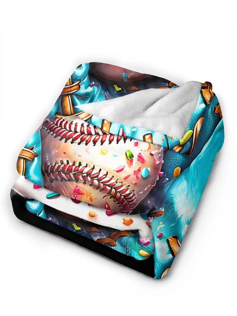 Baseball Lifestyle Youth Baseball Drip Ice Cream Soft Warm Throw Blanket for Boys Bedroom Living Room Winter Bedspread