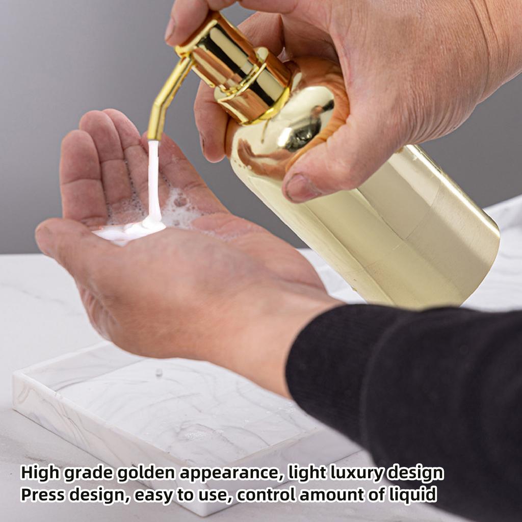 Countertop Soap Dispenser 201 Stainless Steel Press Type Liquid Hand Dish Pump Bottle for Bathroom Kitchen Golden