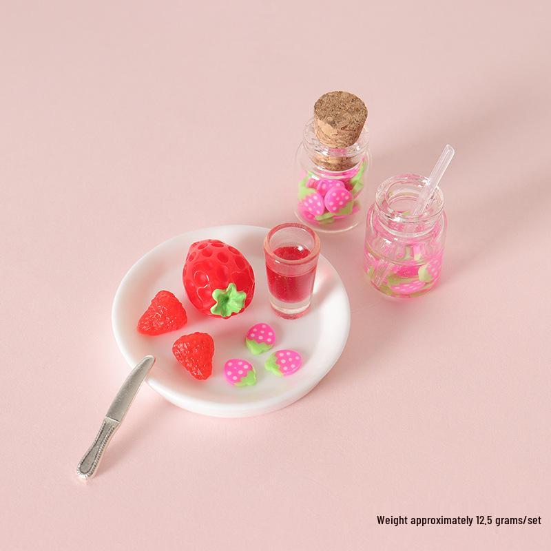 Miniature Dollhouse Kitchen: Fruit, Juice & Tableware Set