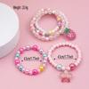 b58 5Pcs/set Cute Personality Strawberry Pentagram Pendant Pink Series Beaded Bracelets Suitable Holiday Parties Birthday Gift