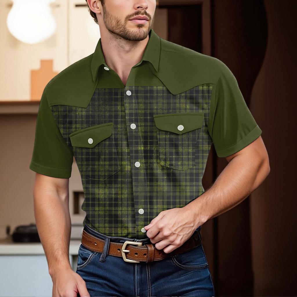 Top Casual da Uomo alla Moda con Revers e Maniche Corte Lunghezza Spalla