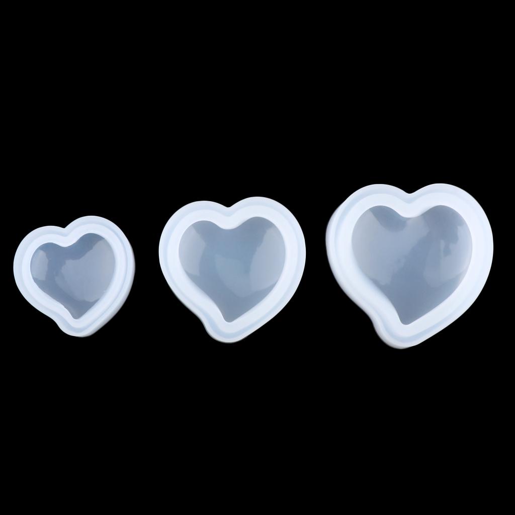3pcs Silicone 3D Love Heart Mold for Resin Casting Jewelry Making DIY