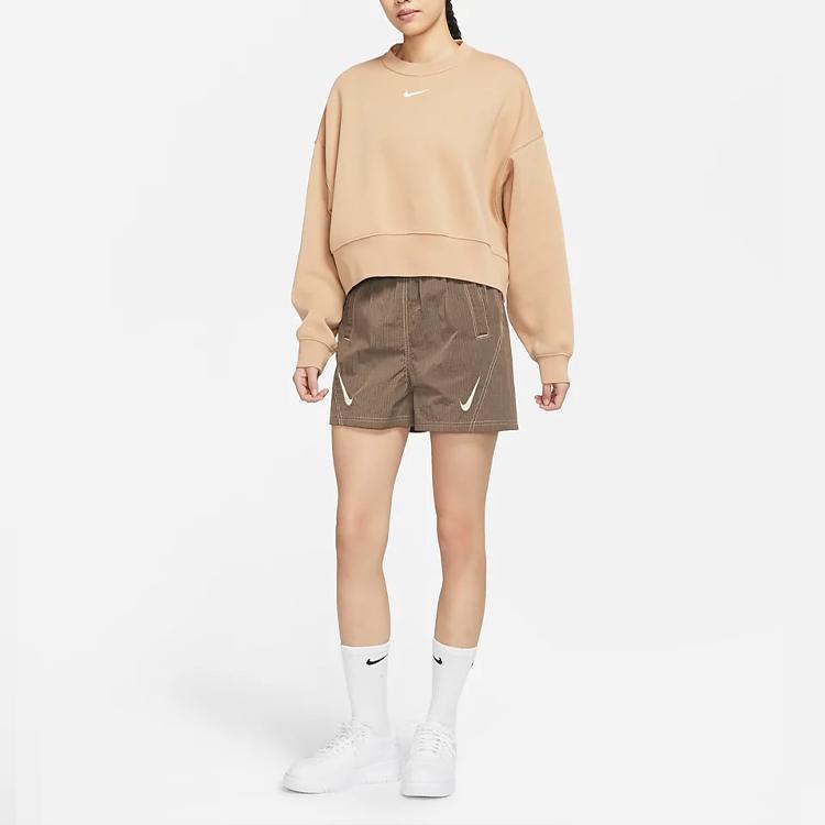 Nike Embroidered Logo Crew Neck Sweatshirt Women Tops Mustard DJ7666-200
