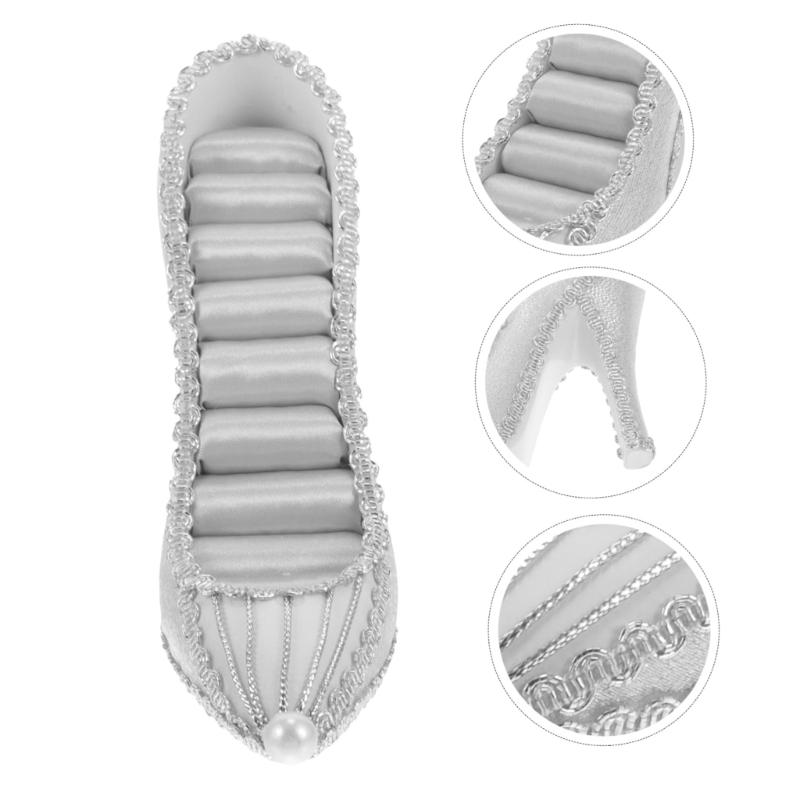 Sparkling Shoe Shape Jewelry Holder Stand with Multiple Storage Compartments Suitable for Earrings Rings and Necklaces