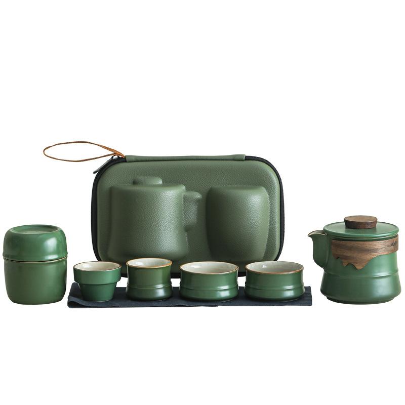 Light Luxury and Simple One Pot, Three Cups of Tea Cans, Portable Ceramic Travel Tea Set, Bag-carrying Business Gift Tea Set