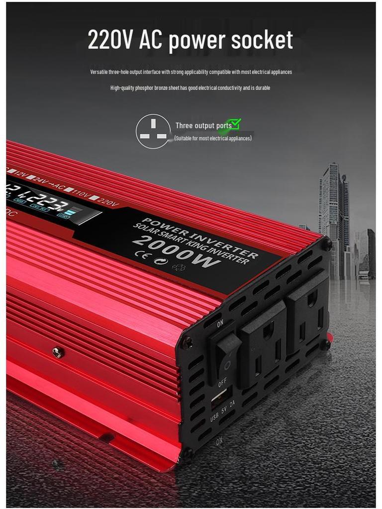Little Genius 2000W Car Inverter 12V to 110V/220V with LCD Display