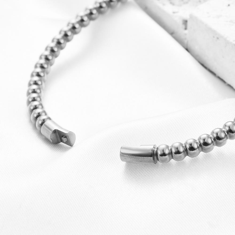 Stainless Steel Bangle Bracelet for Women in Smooth Round Ball No Tarnish Beaded Bracelet for Anniversary Gift Jewelry