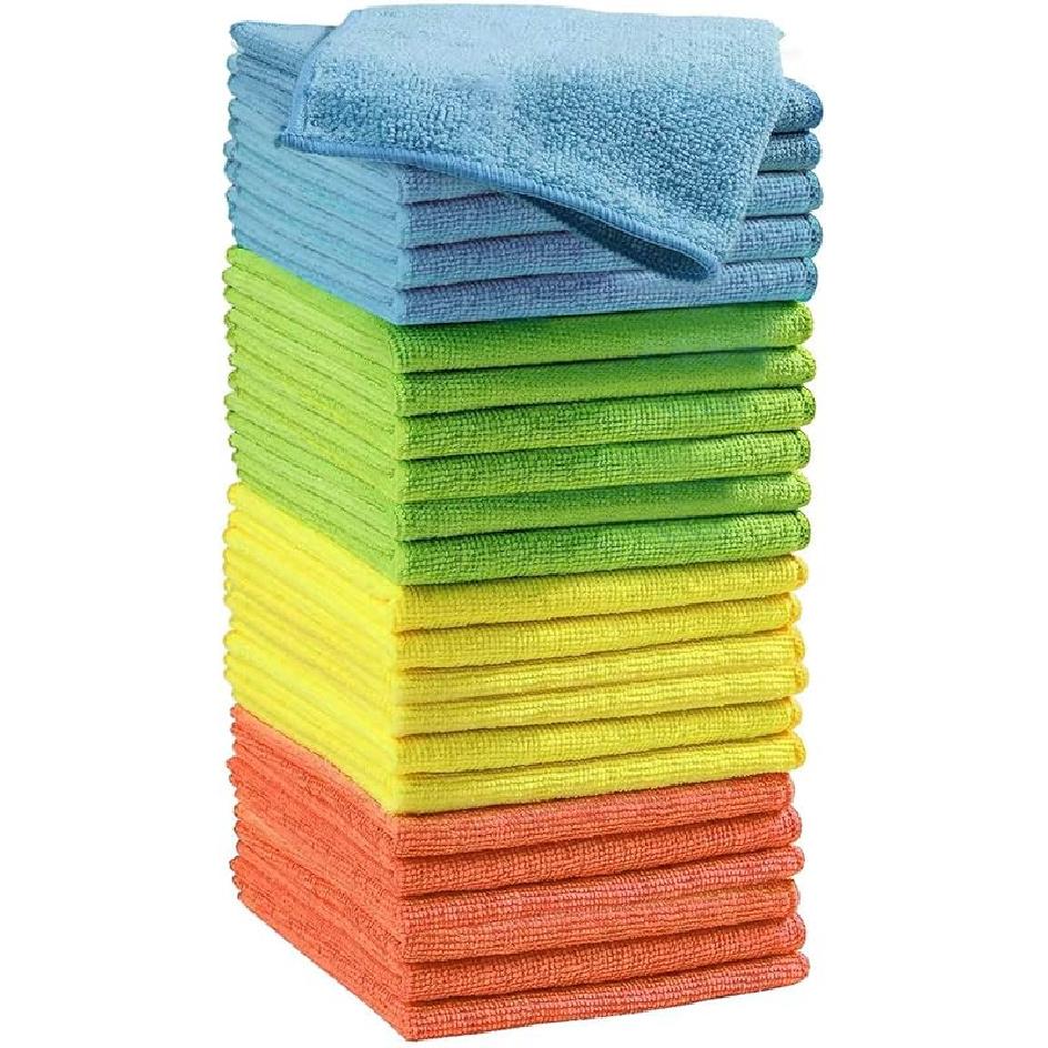 Microfiber Cleaning Cloths (12-Pack), 14" X 14", Ultra Absorbent, Lint-Free, Streak-Free, Reusable, Ideal For Car, Kitchen, Window, And Household