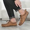 New Vintage Fashion Men's Lace Up All-match Leather Casual Driving Shoes Male Designer Comfort Walking Footwear