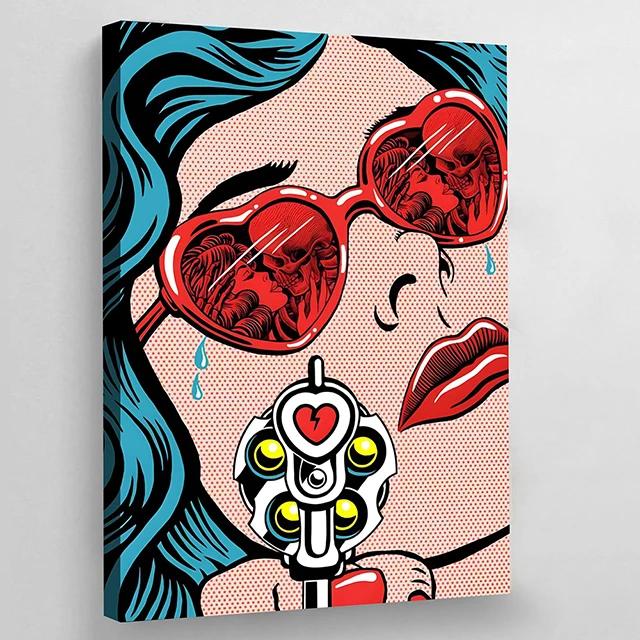 Colorful Pop Art Canvas Comic Woman Poster And Prints Modern Girls Canvas Painting Pictures Mural Wall Art Home Decor Unframed