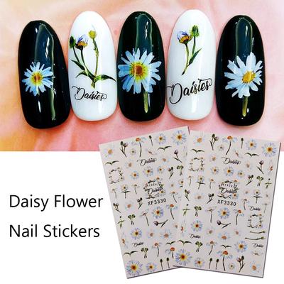 Nail Stickers Daisy Series Summer Nail Polish Manicure Gel Accessories Women Nail Art Tips Decoration XF3330