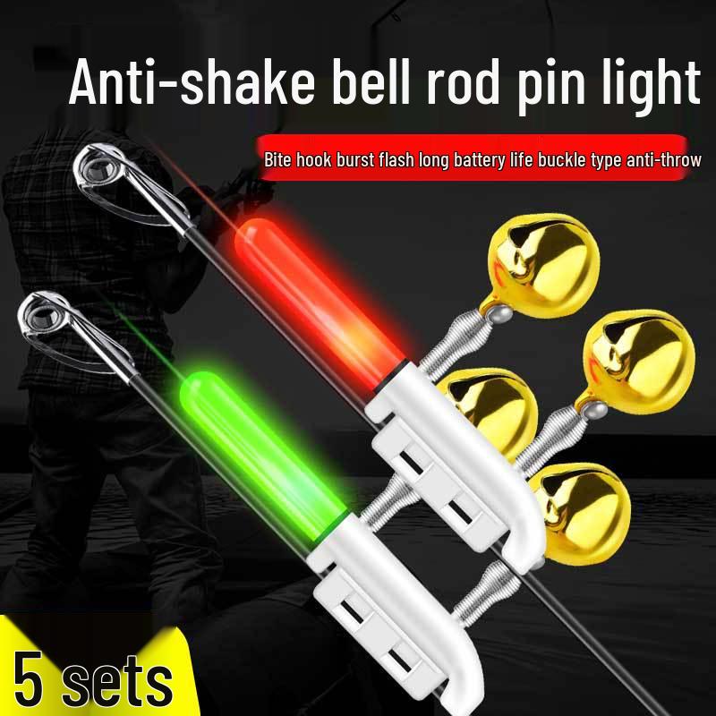 Night Fishing LED Rod Tip Light with Copper Bell - Sea Rod Alarm and Glow Sensor