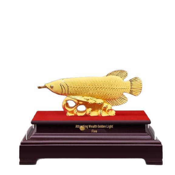 Flocked Sand Gold Dragon Fish Ornament - Annual Gift for Wealth & Home Decoration