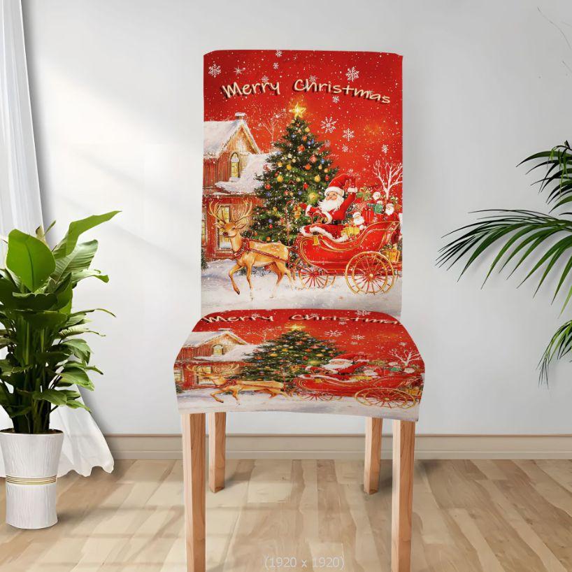 

6 шт. Рождественский чехол на стул Рождественский принт Чехол на сиденье
