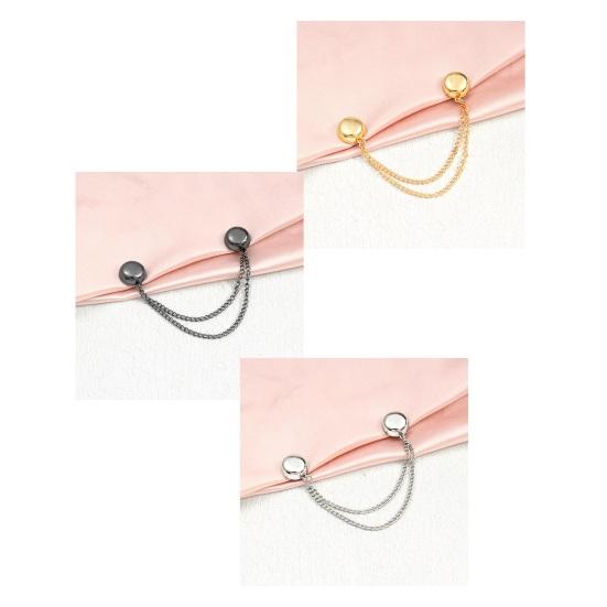 4 Pcs Magnetic Clothing Clips Multi-Function Pinless Brooch Shawl Clips Strong Magnetic Buckle with Chain for Clothes Slimming Accessories