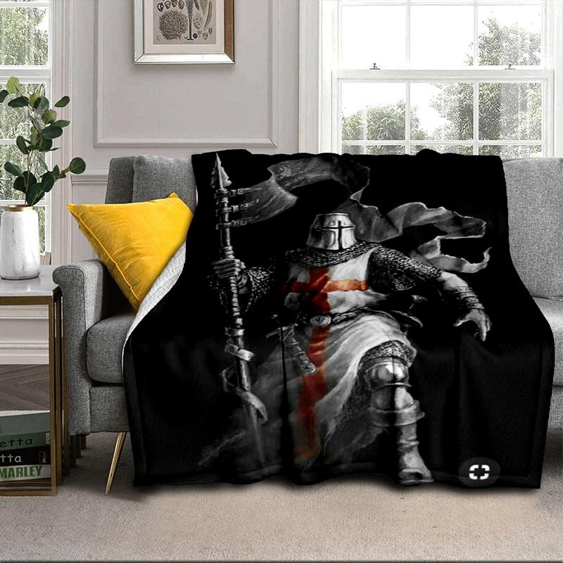 Knightly Crusader Armor Blanket Flannel Blanket for bed, sofa, Camping, Hiking, Picnic Essentials, gift for family Fan gifts