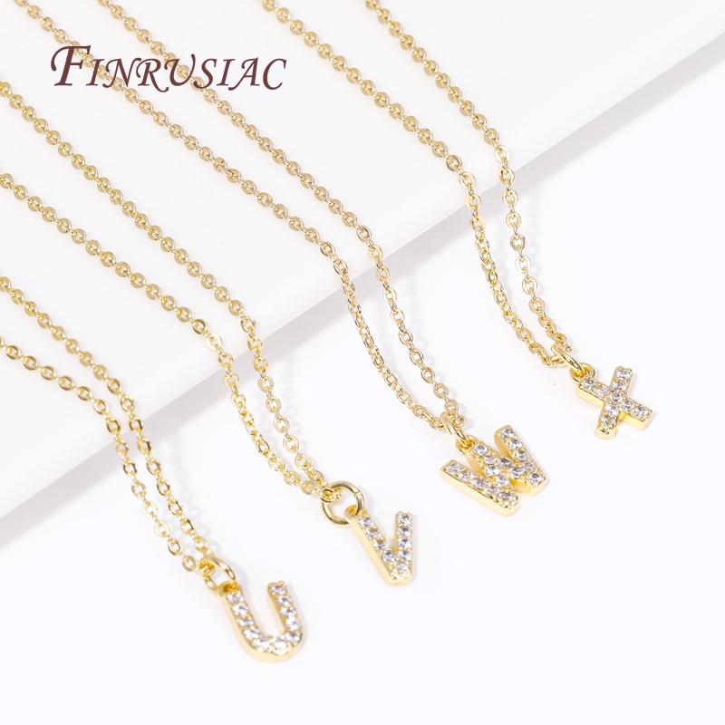 18K Gold Plated Copper A-Z Alphabet Charms For DIY Women's Necklace Jewelry Making Supplies,Fashion Inlay Zircon Letter Pendants