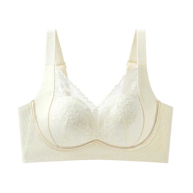 Adjustable Wire-Free Lace Push-Up Bra for Small Busts – Nude, Skin-Friendly with Side Support