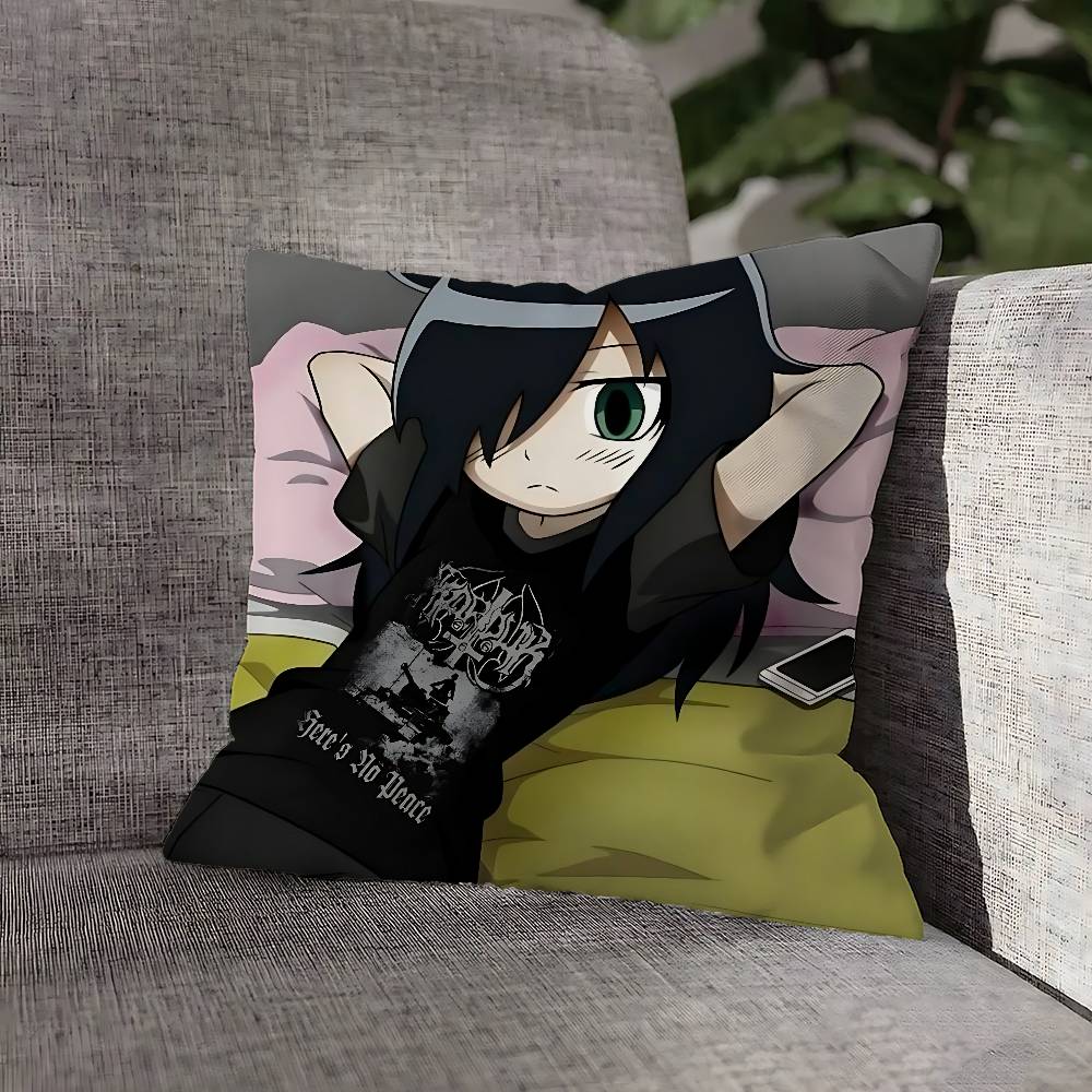 W-Watamote Tomoko Kuroki Pillow Case For Sofa Decor Car Office Room Printing Cushion Cover Decorations and Protector