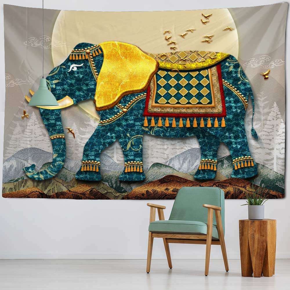 Elephant tapestry wall hanging, Bohemian, hippie, European style, living room, bedroom tapestry, home wall decoration, blanket
