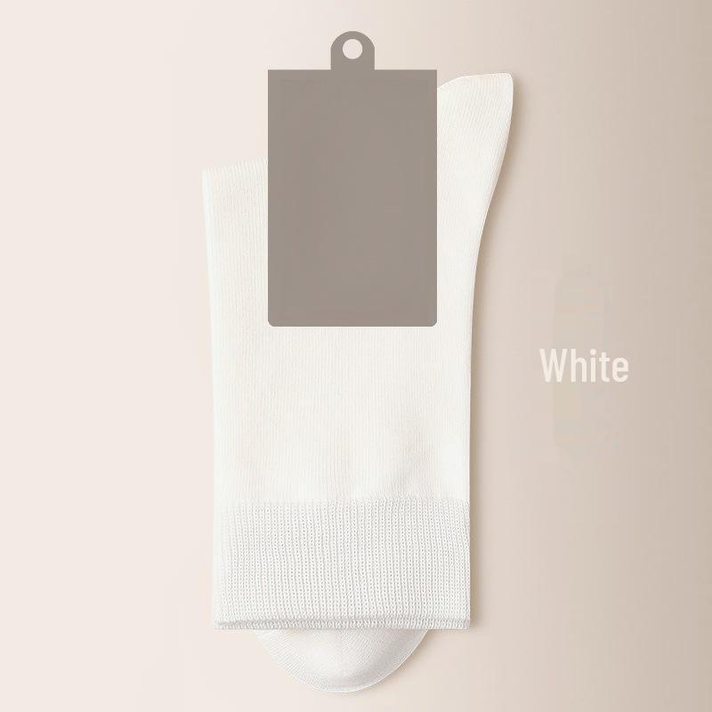 

Мужские осенние модные носки средней длины, впитывающие пот и дезодорирующие, черные деловые длинные носки для всех сезонов one size белый