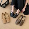 Retro Flat-bottomed Buckle with Shallow Mouth Single Shoes Women's Autumn New Small Leather Shoes British Mary Jane Shoes