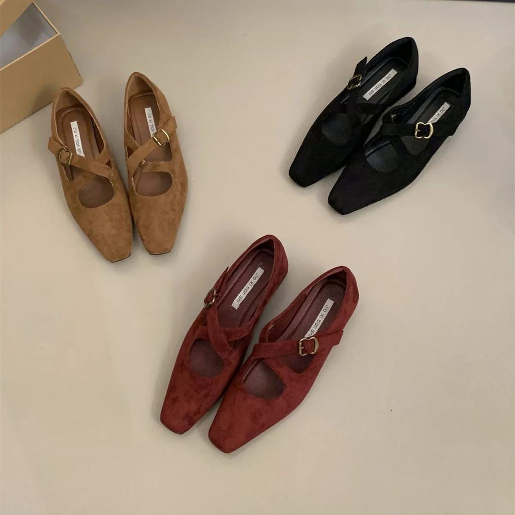 Dancing Shoes 2024 Retro Comfort Ballet Shoes Female Casual Daily Low Heel Buckle Strap Mary Janes Women Pumps Zapatos De Mujer