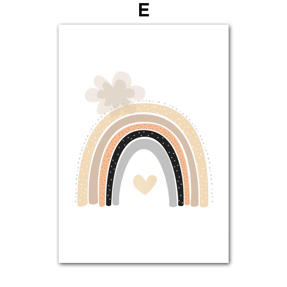 Boho Bear Sloth Mountain Sun Rainbow Nursery Posters Cartoon Wall Art Print Canvas Painting Baby Kids Room Home Decor Pictures