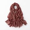 Women's Silk Scarf: Pure Color Long Headscarf with Gold and Silver Threads