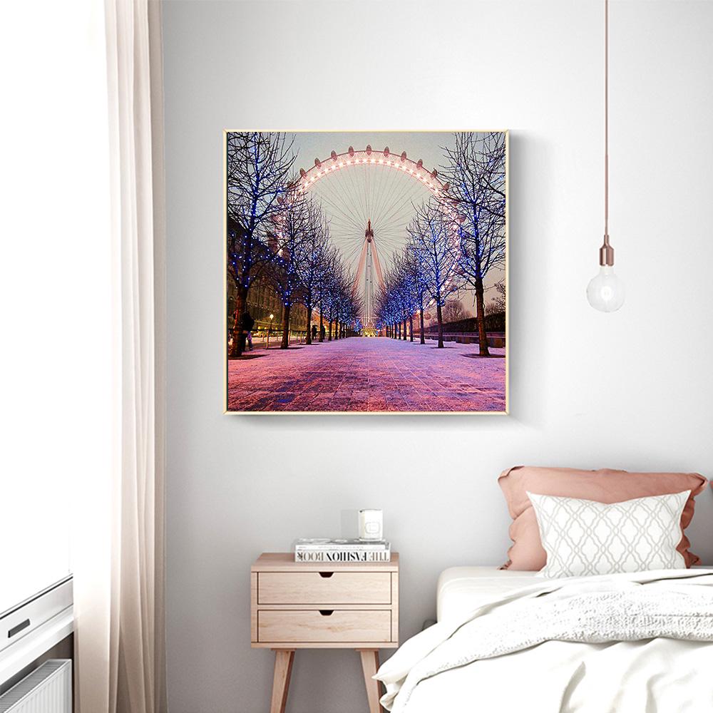 

HUACAN DIY Алмазная картина Колесо обозрения Алмазная вышивка 5D Полный квадрат Стразы Вышивка крестом 40*50 cm