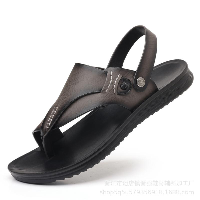 

Новые летние пляжные туфли с открытым носком, уличные, повседневные, модные, нескользящие сандалии, дышащие, модные, универсальные, крутые шлепанцы 44 коричневый