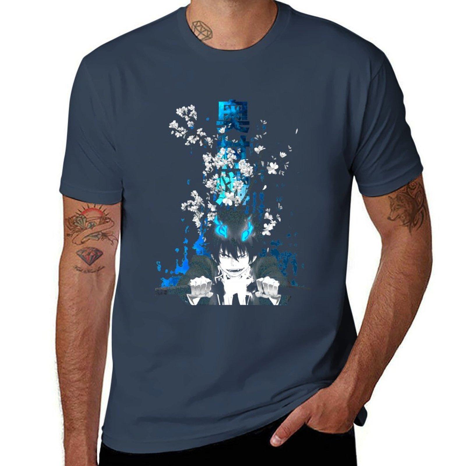 Sakura Blue Landscape Flame TShirt Graphic Print Short Sleeve TShirt S