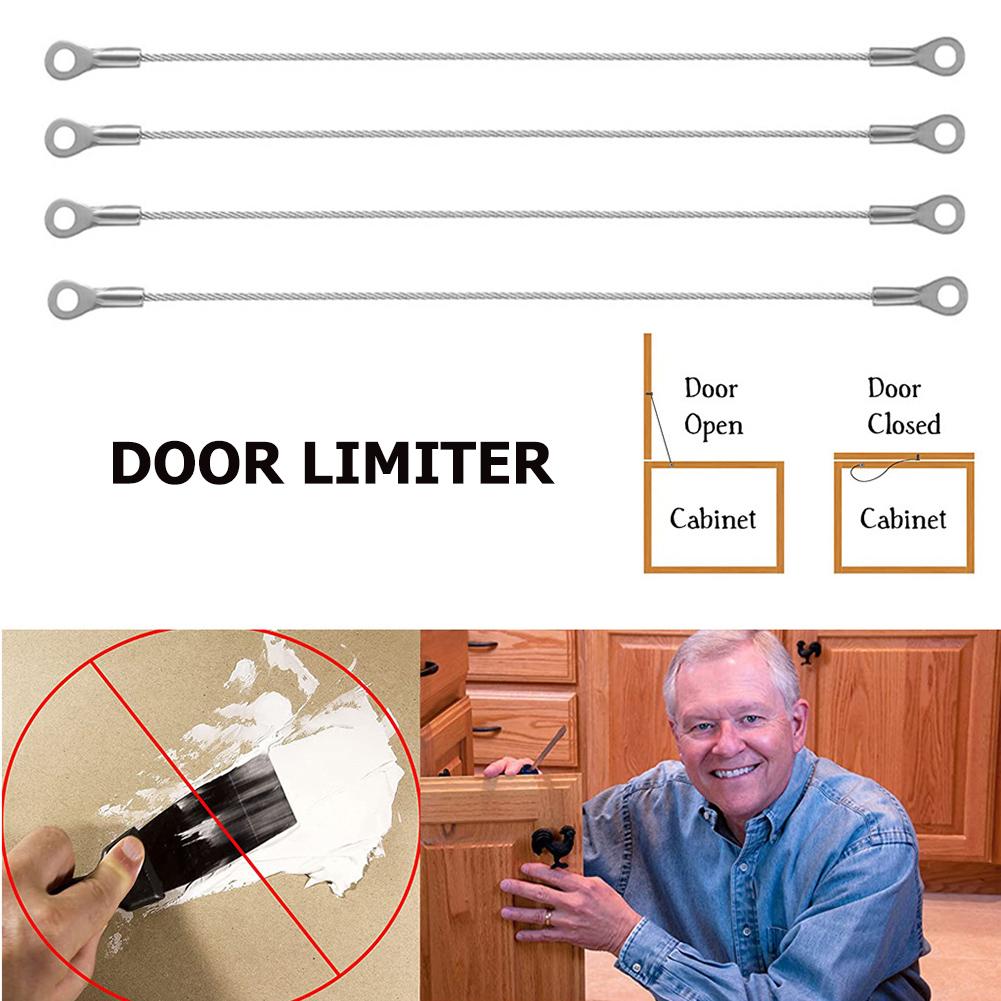 4pcs Stainless Steel Flexible Cupboard Door Window Hinge Limiter Stopper Ropes