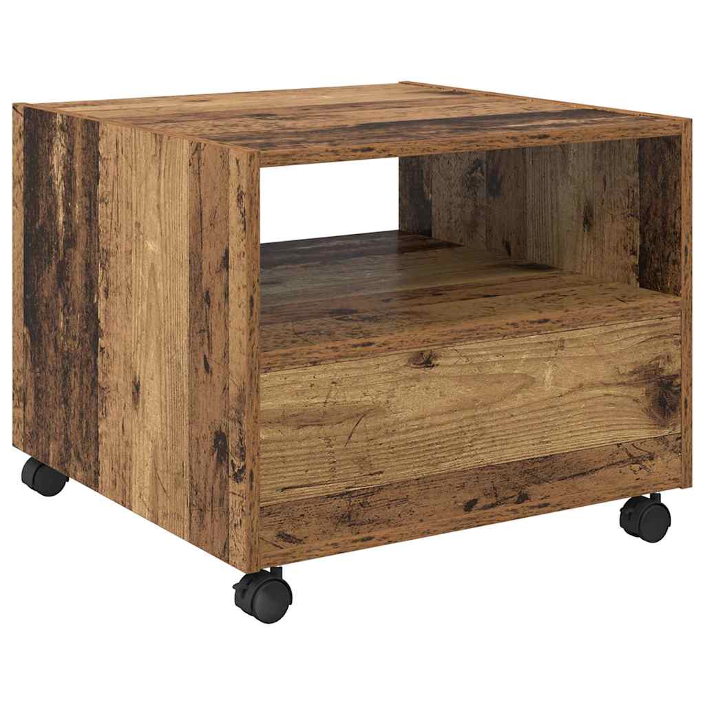 Coffee Table with Drawers Reclaimed Wood Look 55 X 55 X 45 Cm Engineered Wood