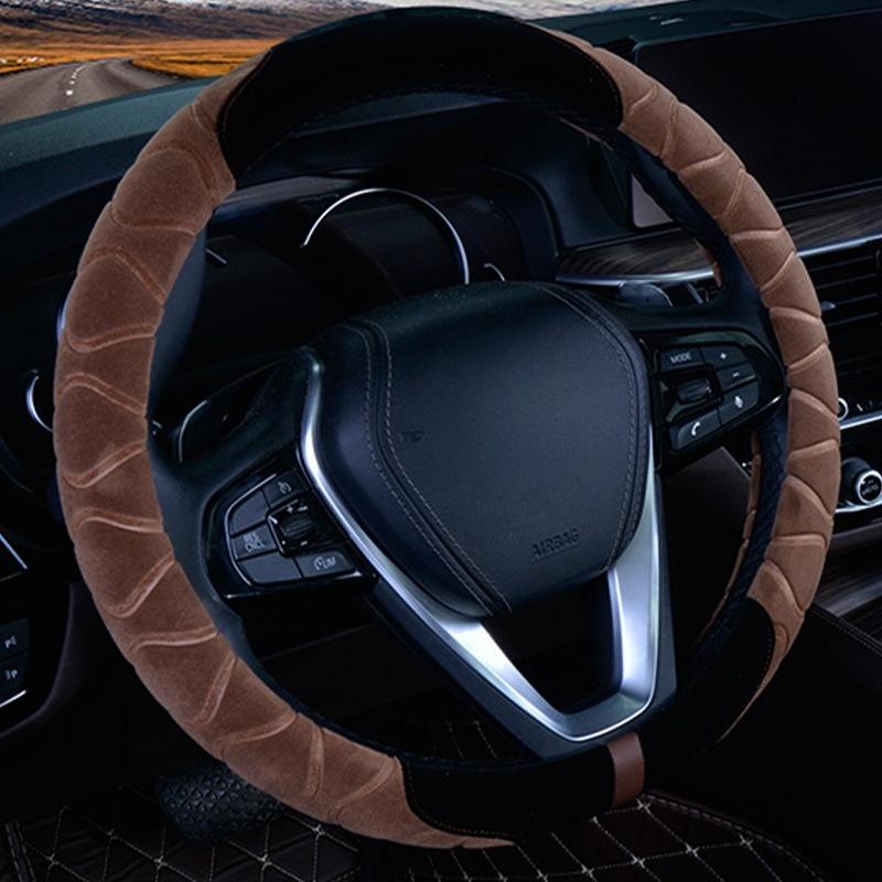 Car Steering Wheel Cover Plush Handle Cover Flocking Autumn and Winter Universal Warm and Non-slip