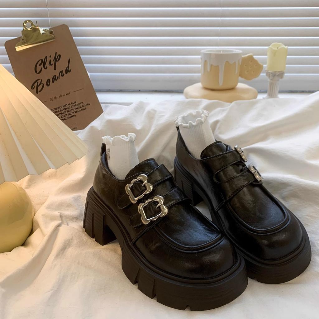 British Style Loafers Cotton Shoes Women's 2025 Spring and Autumn New Platform Thick Heel Retro Fluffy Mary Jane Small Leather Shoes