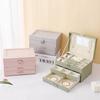 1PC, Light Luxury High-end PU Leather Diamond Three-layer Leather Jewelry Storage Box with Lock