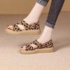 Summer New Soft-soled Two-wear Roman Sandals 2025 Thick-soled Large-size Casual Leopard Print Beach Sandals Women