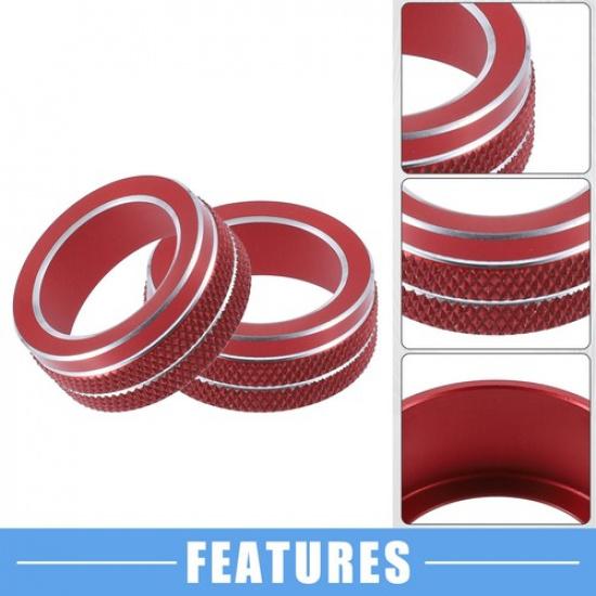 AC Climate Control Knob Cover Ring TWO  for Toyota Corolla 20-22 Red