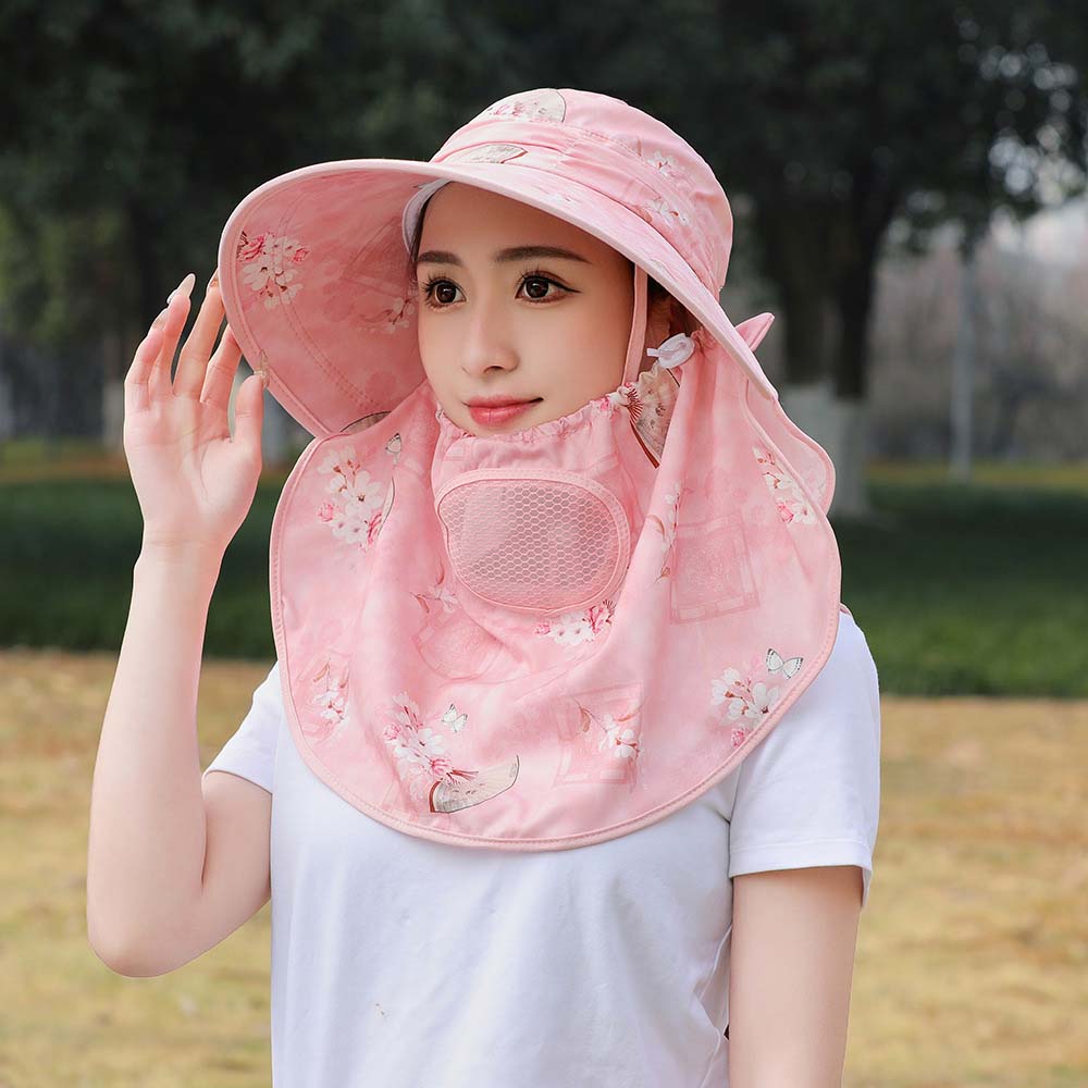 Wide-Brimmed Picking Tea Hat Flower Neck Protection Hat Peaked Cap Sunshade Shawl Cap  Travel
